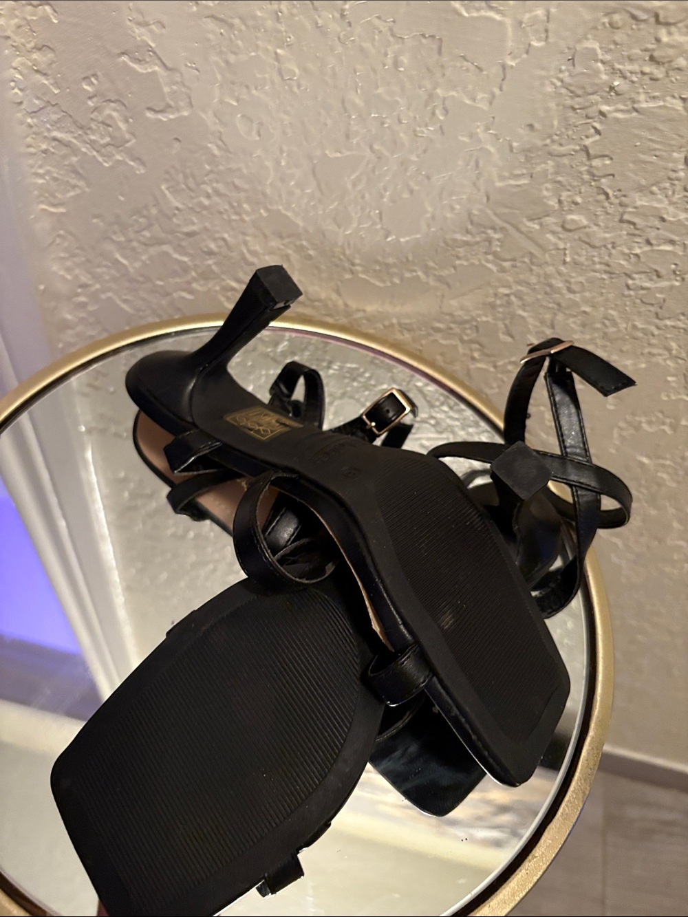 Bella Marie Black Strappy Square Toe Heels - Picture 5 of 6